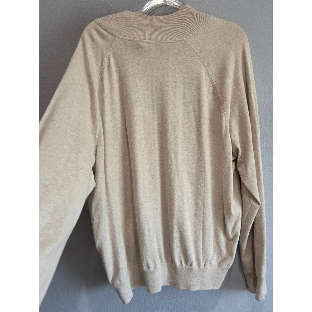 Polo Ralph Lauren Full Zip Cardigan Mens XXL Tan Excellent Cotton Raglan Ribbed